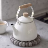 Enamel Stove Kettle Warm White