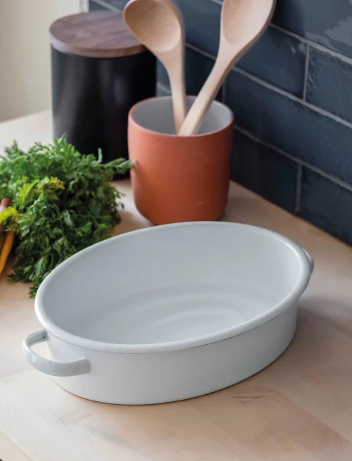 dd5.webp Enamel Roasting Dish Oval White
