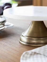 f3-2.webp Brompton Marble Cake Stand Antique Brass Finish