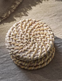 Wittering Rattan Coasters Set of 4 White