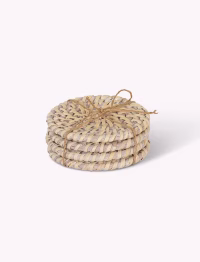 Wittering Rattan Coasters Set of 4 White