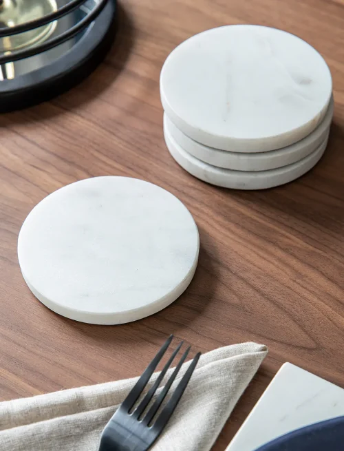 fff-1.webp Round Marble Coasters Set of 4 White