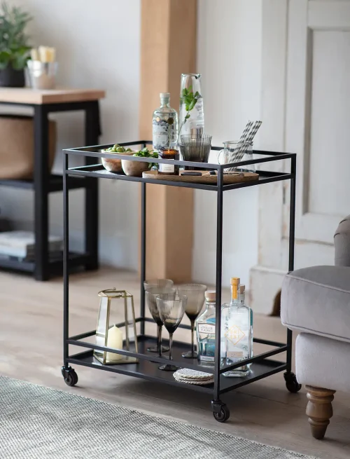 Portloe Drinks Trolley Black