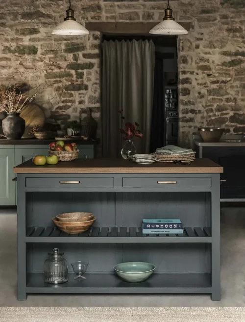 xx4.webp Walcote Kitchen Island Forest Green Wood
